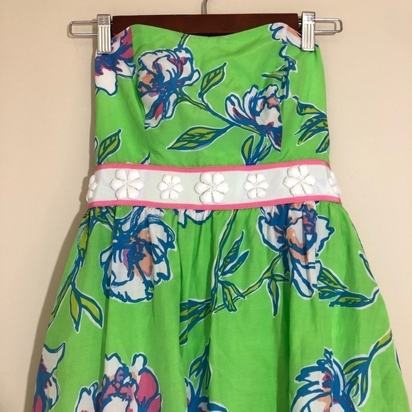 Lilly Pulitzer Langley Silk Cotton Blend Dress in New Green Tossed Size 0 NWT - Picture 5 of 13